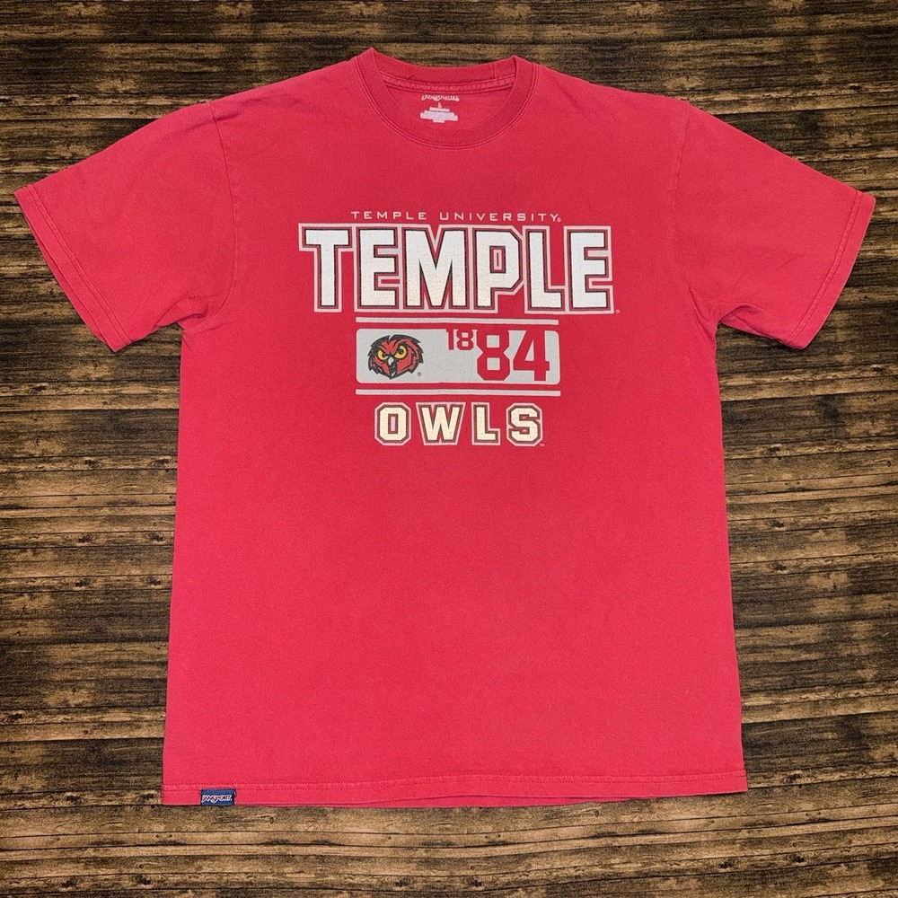 Jansport Temple University Owls Red Graphic T Shirt 1884 Men's Size L